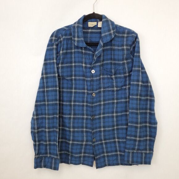 L.L. Bean Pajama Shirt Mens Medium Flannel Plaid Button Front Oversized Cozy - Picture 1 of 8